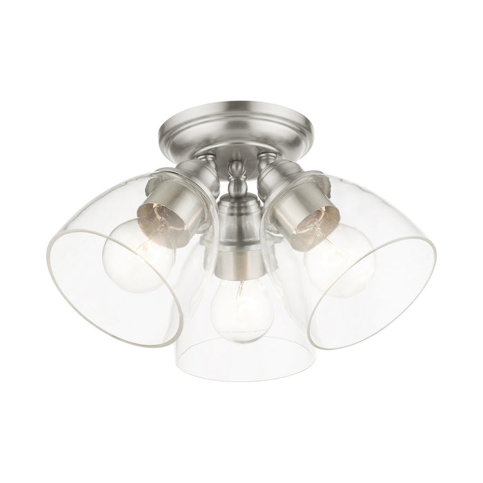 Livex Lighting 46339-91 Three Light Flush Mount, Brushed Nickel