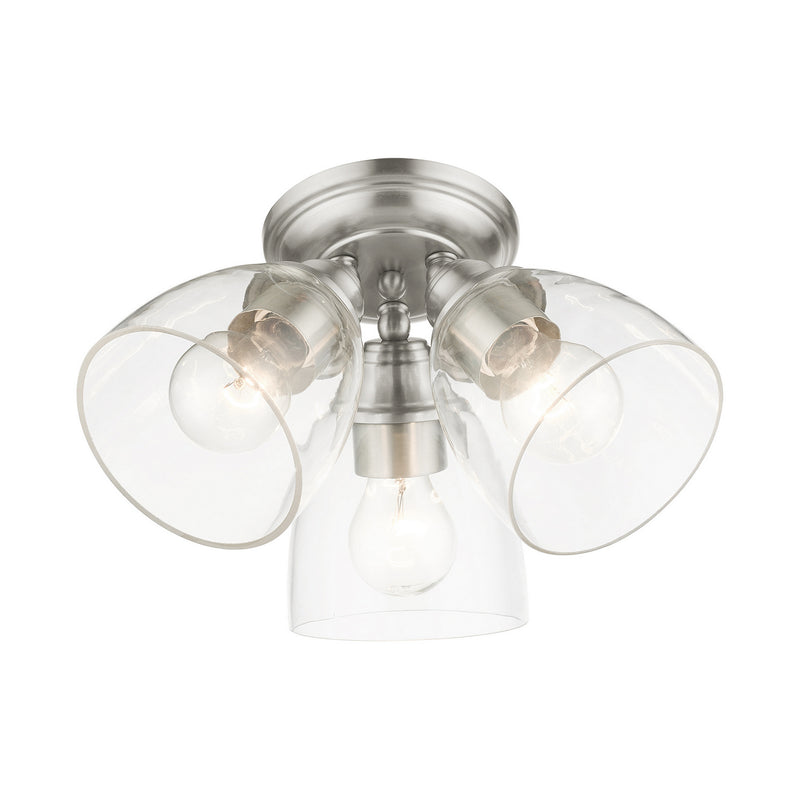 Livex Lighting 46339-91 Three Light Flush Mount, Brushed Nickel