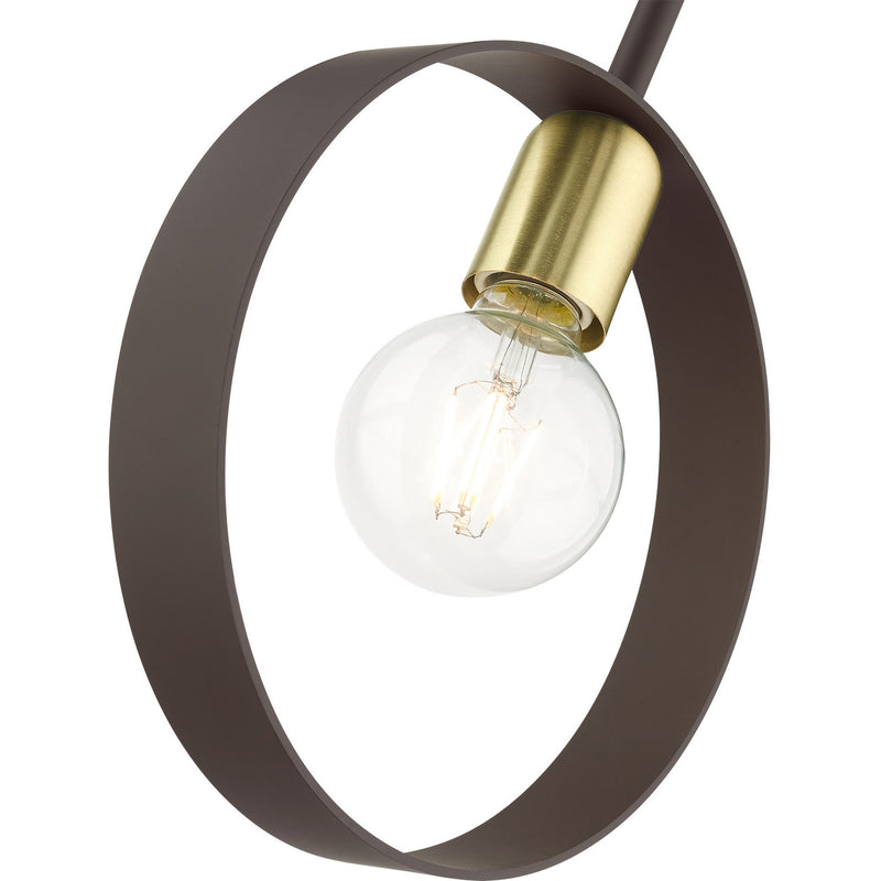 Livex Lighting 46411-07 One Light Pendant, Bronze w/ Satin Brasss