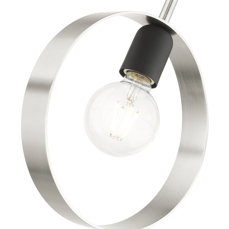 Livex Lighting 46411-91 One Light Pendant, Brushed Nickel w/ Blacks