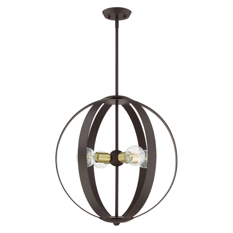 Livex Lighting 46415-07 Four Light Chandelier, Bronze w/ Satin Brasss