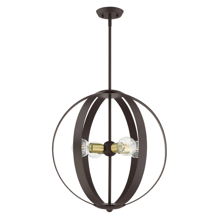 Livex Lighting 46415-07 Four Light Chandelier, Bronze w/ Satin Brasss