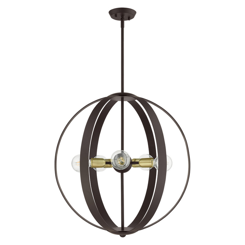 Livex Lighting 46416-07 Five Light Chandelier, Bronze w/ Satin Brasss