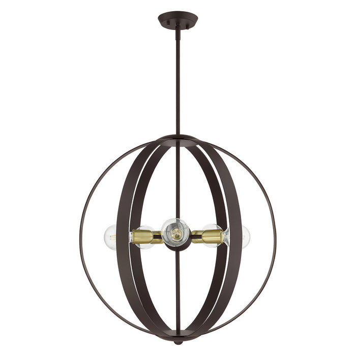 Livex Lighting 46416-07 Five Light Chandelier, Bronze w/ Satin Brasss