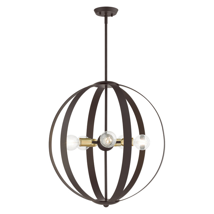 Livex Lighting 46416-07 Five Light Chandelier, Bronze w/ Satin Brasss