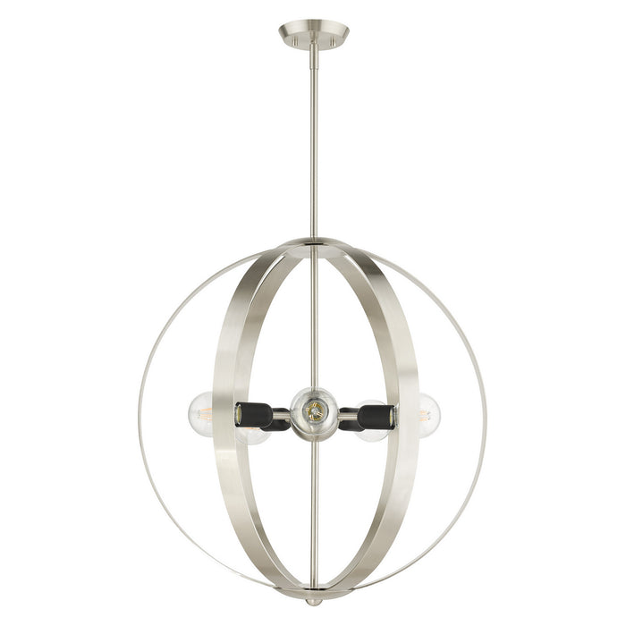 Livex Lighting 46416-91 Five Light Chandelier, Brushed Nickel w/ Blacks