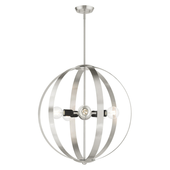 Livex Lighting 46416-91 Five Light Chandelier, Brushed Nickel w/ Blacks