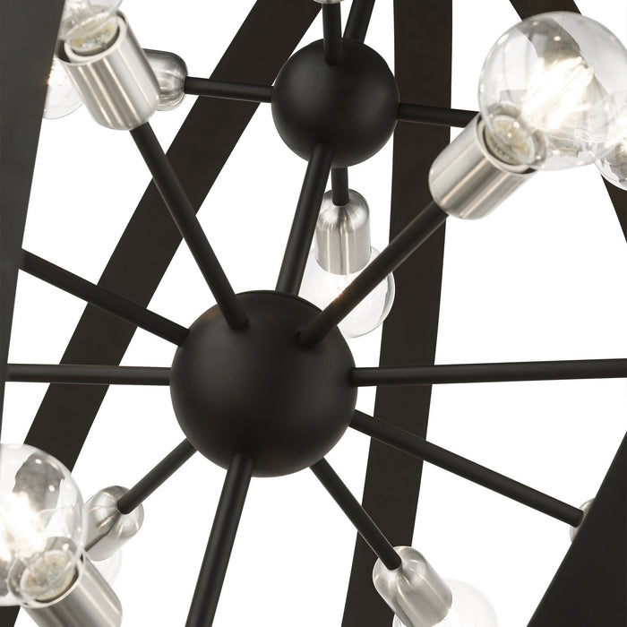Livex Lighting 46418-04 16 Light Foyer Chandelier, Black w/ Brushed Nickels