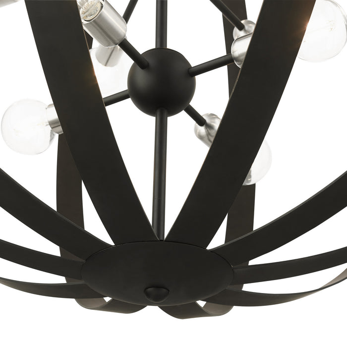 Livex Lighting 46418-04 16 Light Foyer Chandelier, Black w/ Brushed Nickels