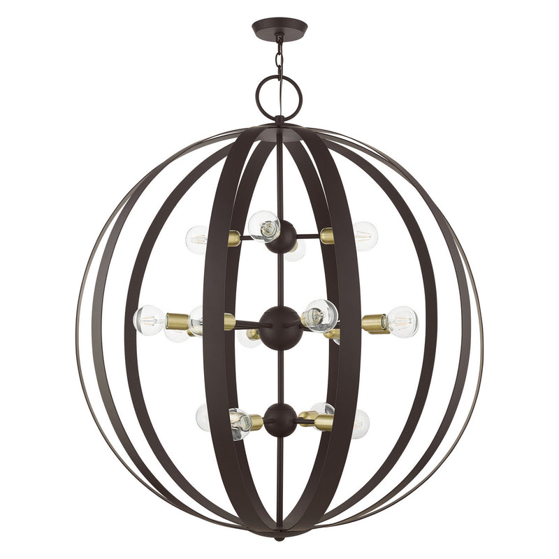 Livex Lighting 46418-07 16 Light Foyer Chandelier, Bronze w/ Satin Brasss