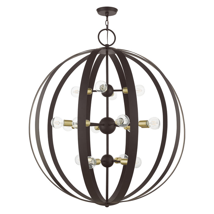 Livex Lighting 46418-07 16 Light Foyer Chandelier, Bronze w/ Satin Brasss