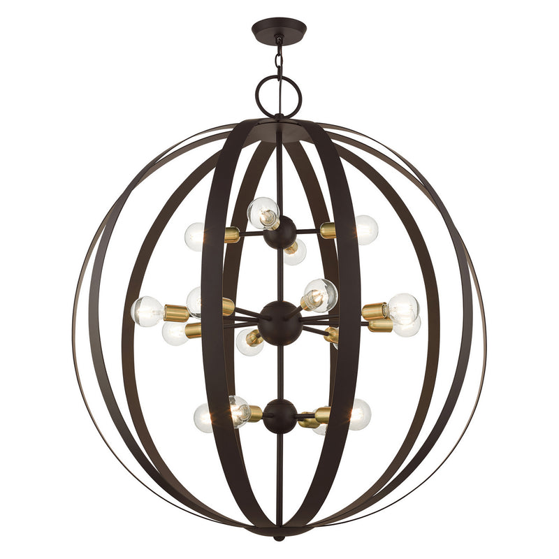 Livex Lighting 46418-07 16 Light Foyer Chandelier, Bronze w/ Satin Brasss