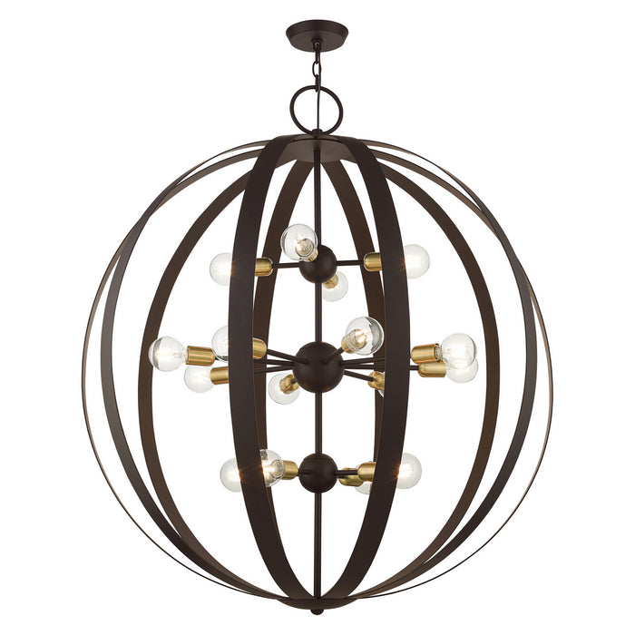 Livex Lighting 46418-07 16 Light Foyer Chandelier, Bronze w/ Satin Brasss