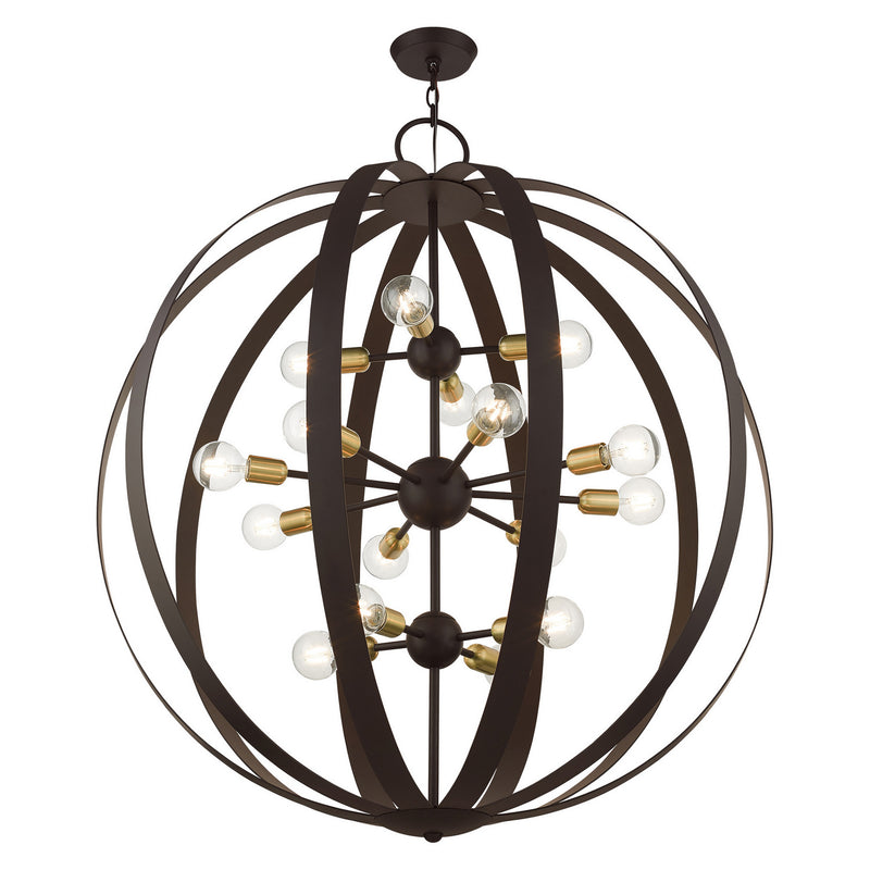 Livex Lighting 46418-07 16 Light Foyer Chandelier, Bronze w/ Satin Brasss