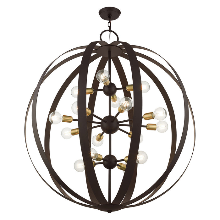 Livex Lighting 46418-07 16 Light Foyer Chandelier, Bronze w/ Satin Brasss