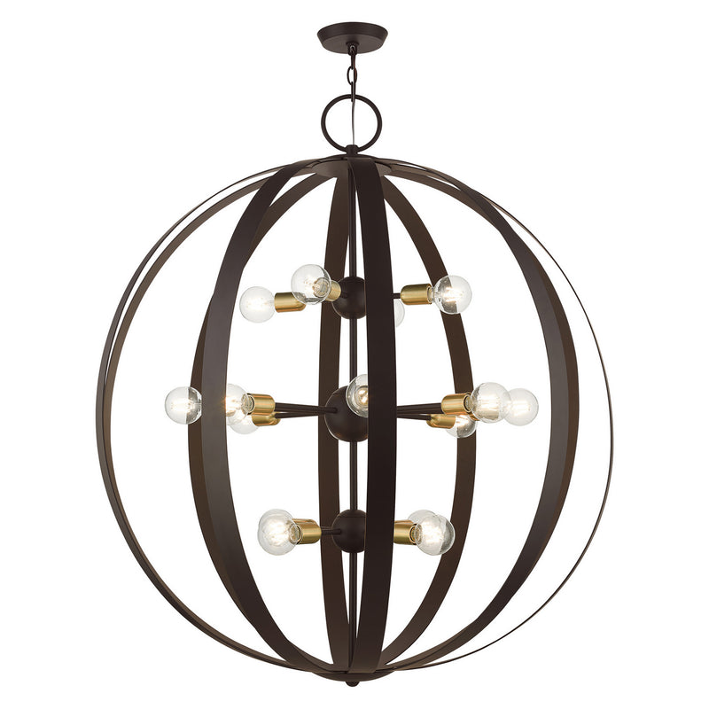 Livex Lighting 46418-07 16 Light Foyer Chandelier, Bronze w/ Satin Brasss