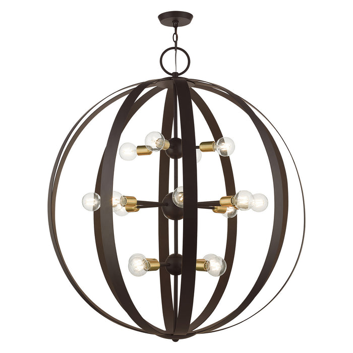 Livex Lighting 46418-07 16 Light Foyer Chandelier, Bronze w/ Satin Brasss