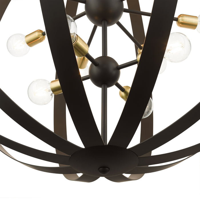 Livex Lighting 46418-07 16 Light Foyer Chandelier, Bronze w/ Satin Brasss