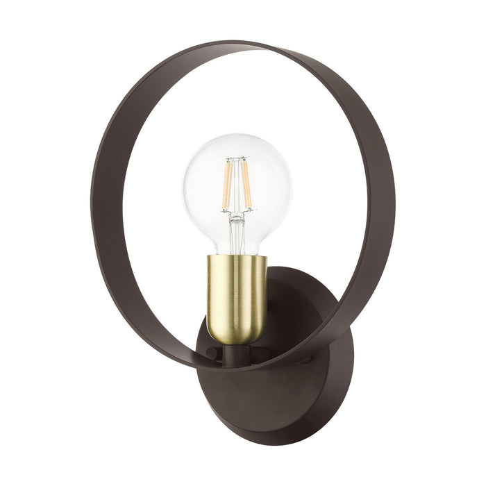 Livex Lighting 46421-07 One Light Wall Sconce, Bronze w/ Satin Brasss