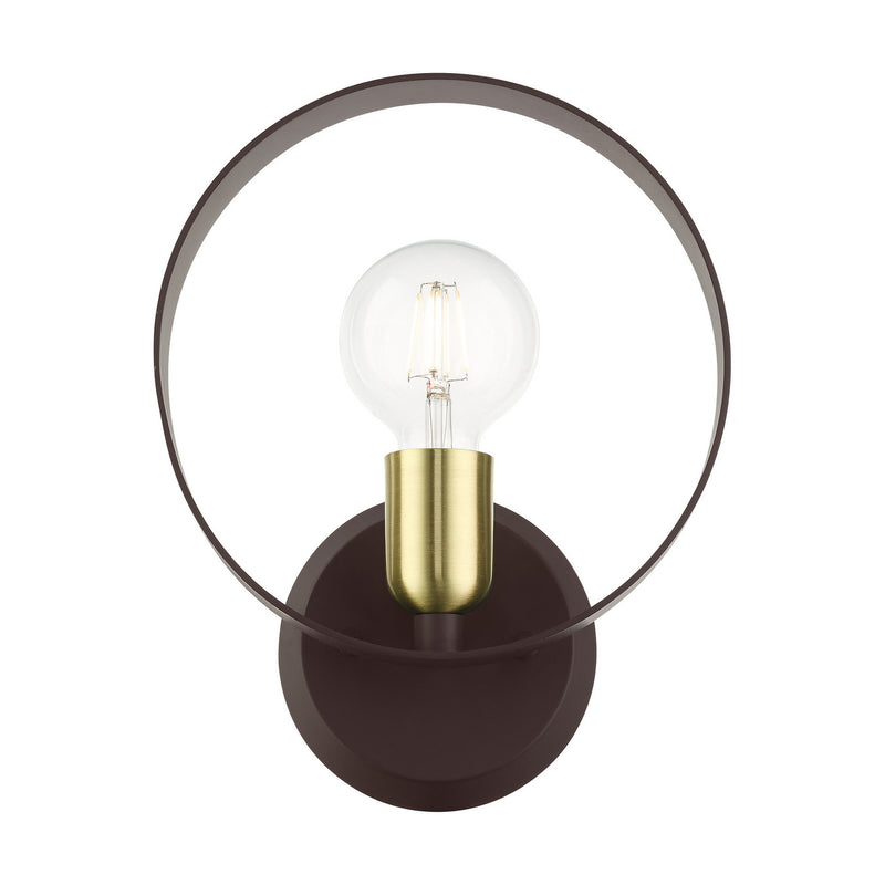 Livex Lighting 46421-07 One Light Wall Sconce, Bronze w/ Satin Brasss