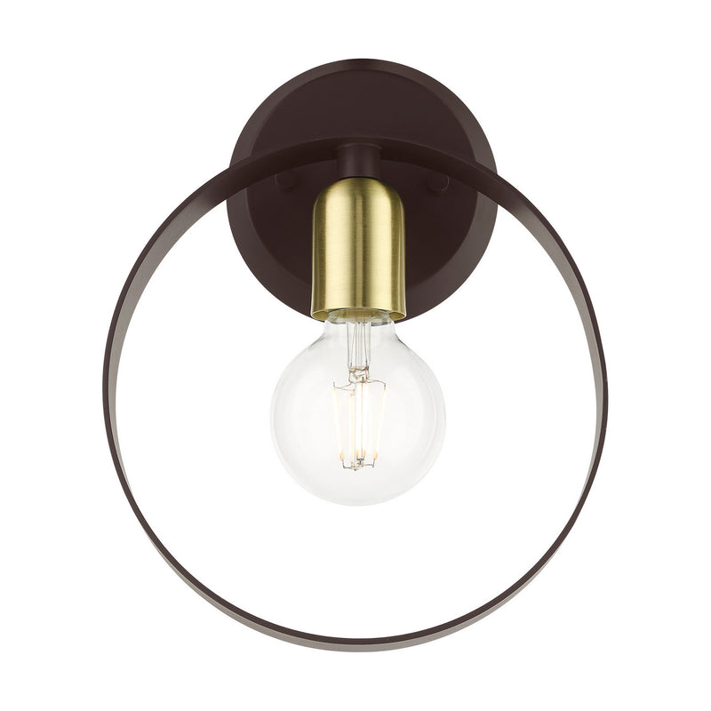 Livex Lighting 46421-07 One Light Wall Sconce, Bronze w/ Satin Brasss