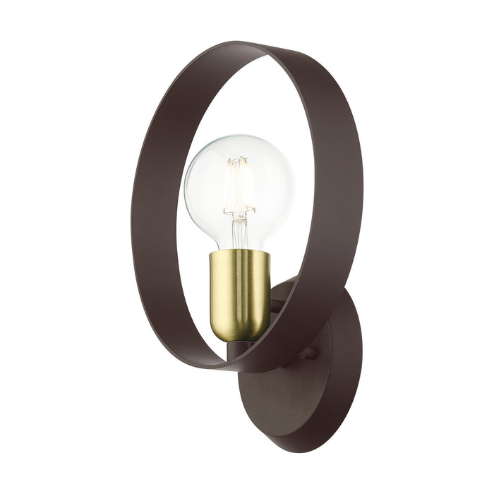 Livex Lighting 46421-07 One Light Wall Sconce, Bronze w/ Satin Brasss