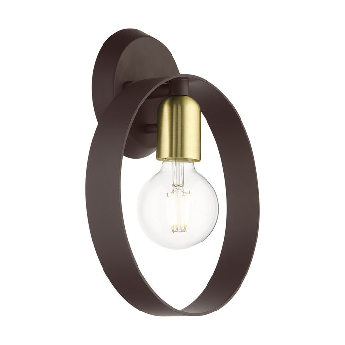 Livex Lighting 46421-07 One Light Wall Sconce, Bronze w/ Satin Brasss
