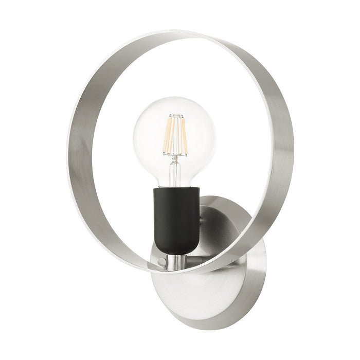 Livex Lighting 46421-91 One Light Wall Sconce, Brushed Nickel w/ Blacks