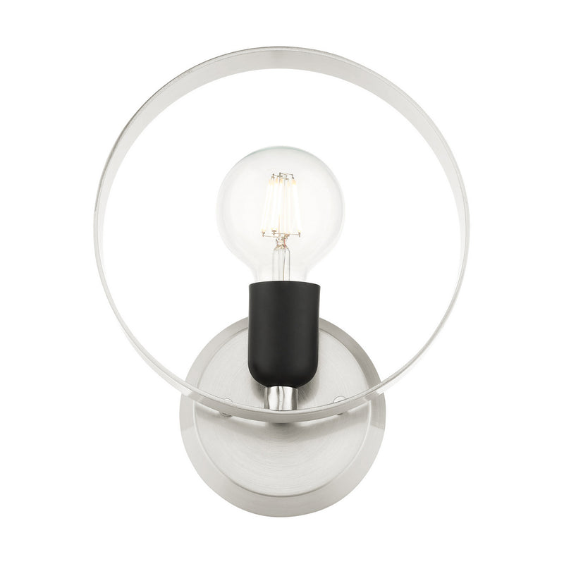 Livex Lighting 46421-91 One Light Wall Sconce, Brushed Nickel w/ Blacks
