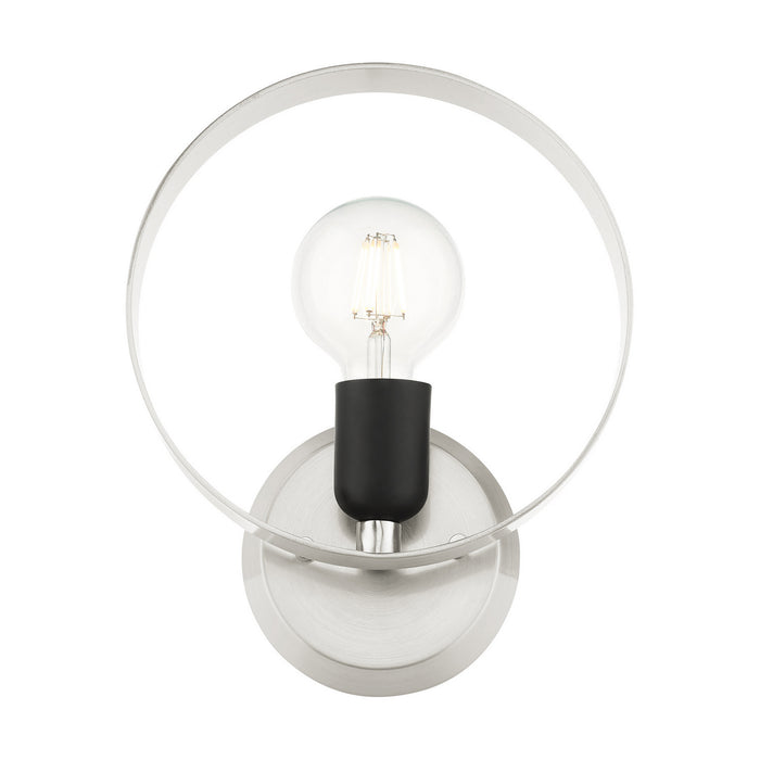Livex Lighting 46421-91 One Light Wall Sconce, Brushed Nickel w/ Blacks