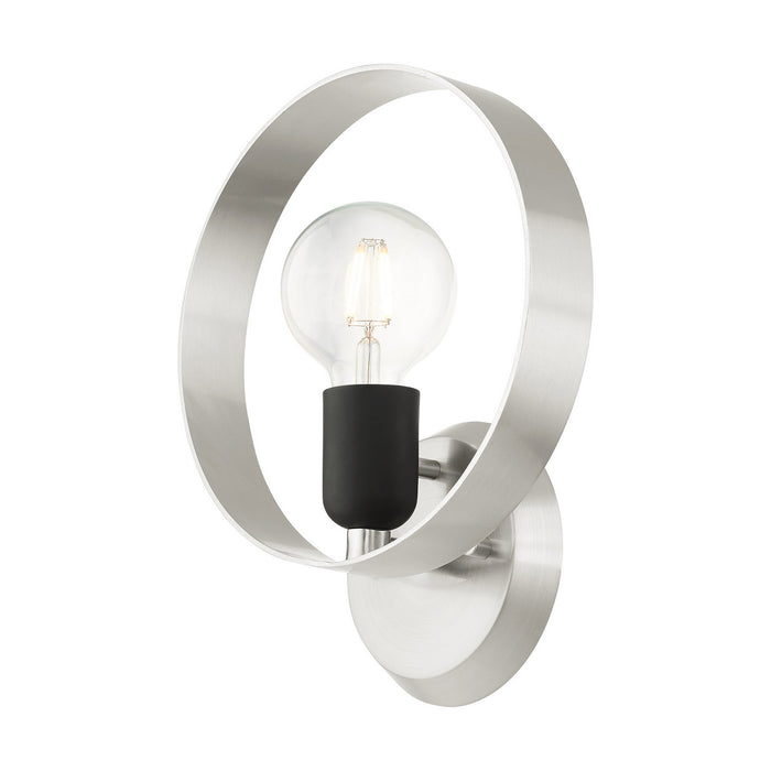 Livex Lighting 46421-91 One Light Wall Sconce, Brushed Nickel w/ Blacks