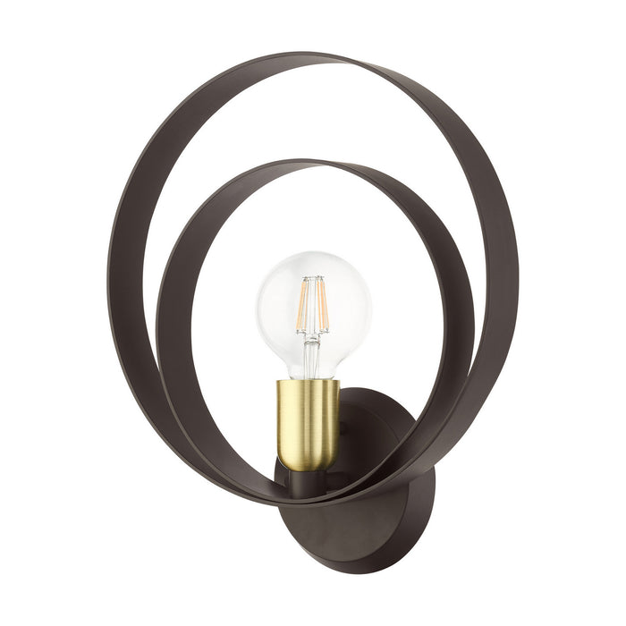 Livex Lighting 46422-07 One Light Wall Sconce, Bronze w/ Satin Brasss