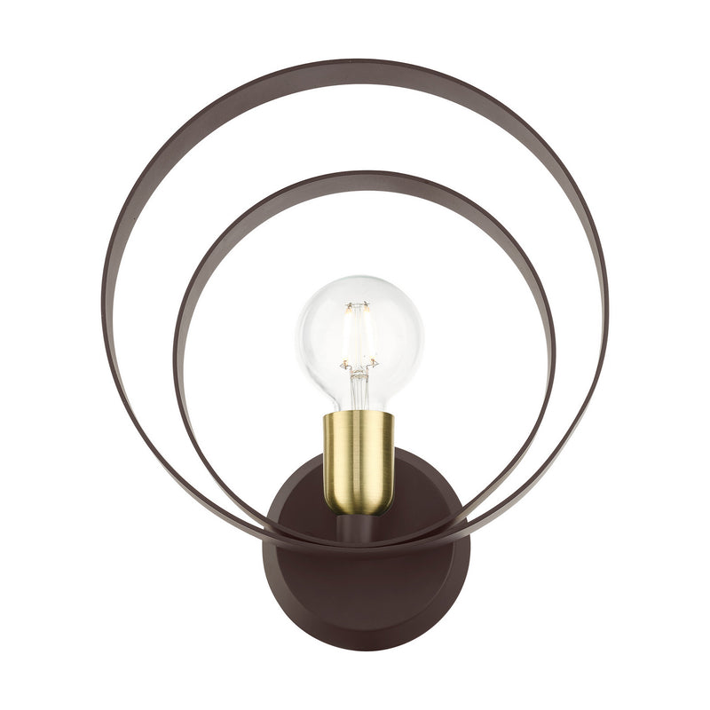 Livex Lighting 46422-07 One Light Wall Sconce, Bronze w/ Satin Brasss