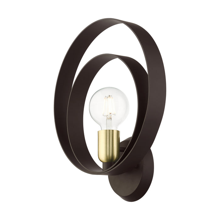 Livex Lighting 46422-07 One Light Wall Sconce, Bronze w/ Satin Brasss