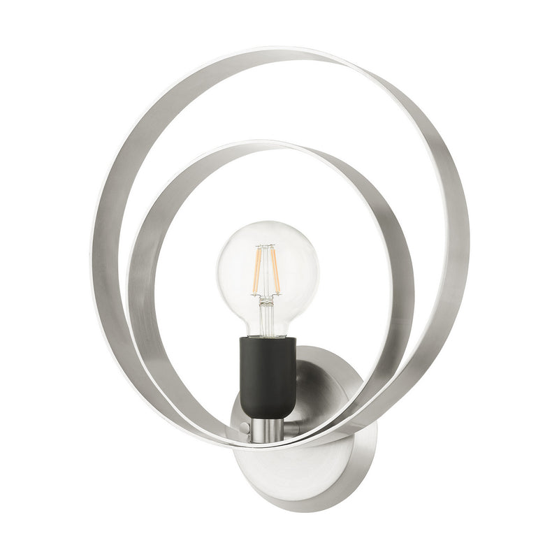 Livex Lighting 46422-91 One Light Wall Sconce, Brushed Nickel w/ Blacks