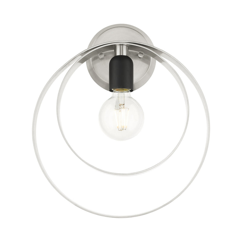 Livex Lighting 46422-91 One Light Wall Sconce, Brushed Nickel w/ Blacks