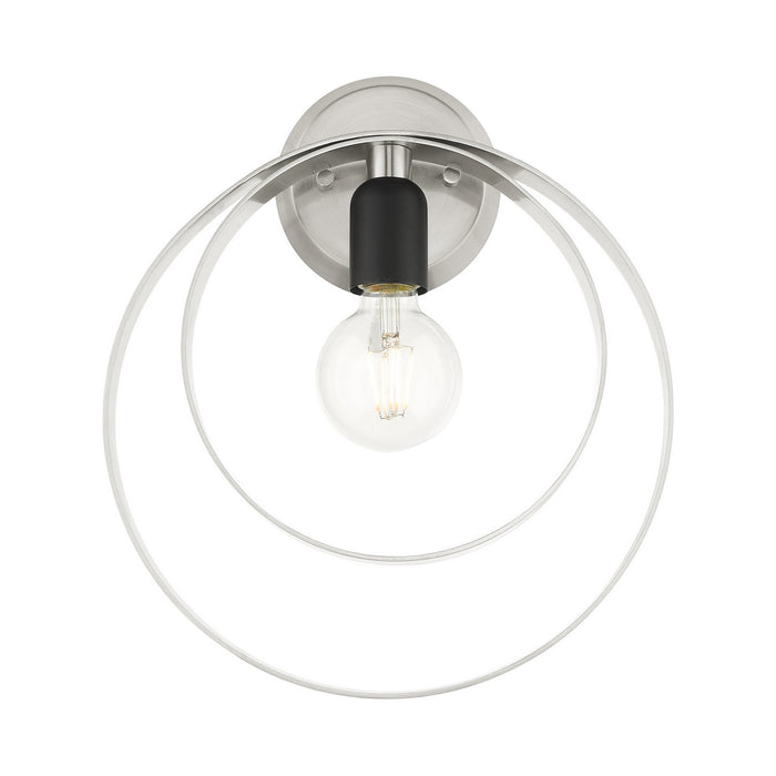 Livex Lighting 46422-91 One Light Wall Sconce, Brushed Nickel w/ Blacks