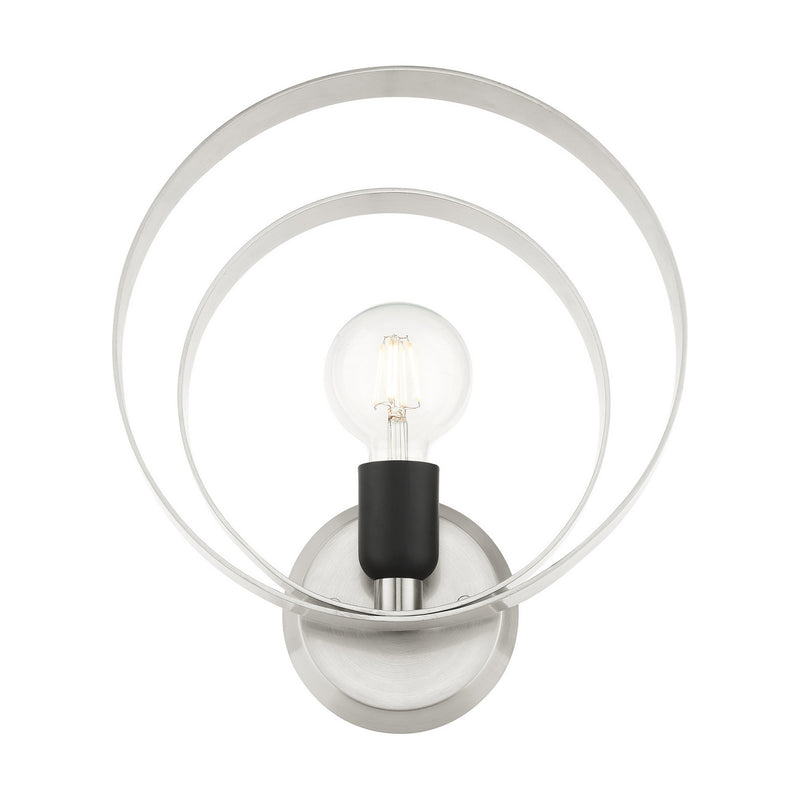 Livex Lighting 46422-91 One Light Wall Sconce, Brushed Nickel w/ Blacks