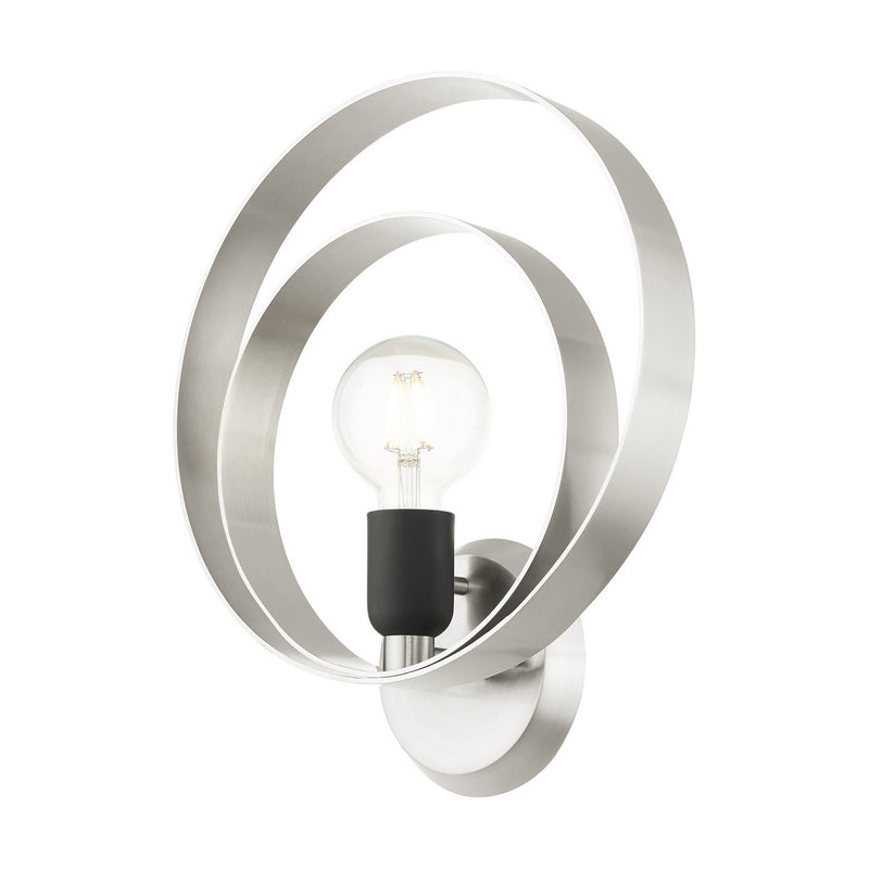 Livex Lighting 46422-91 One Light Wall Sconce, Brushed Nickel w/ Blacks