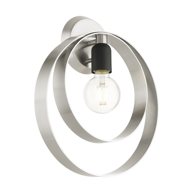 Livex Lighting 46422-91 One Light Wall Sconce, Brushed Nickel w/ Blacks