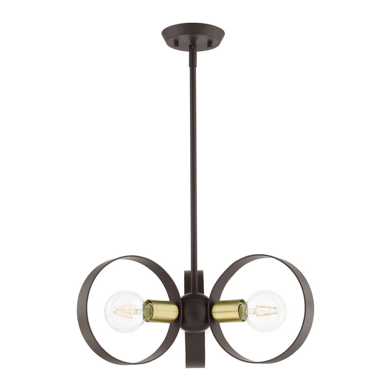 Livex Lighting 46423-07 Three Light Chandelier, Bronze w/ Satin Brasss