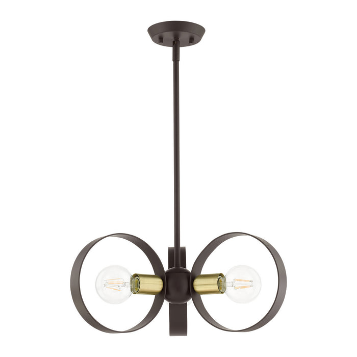 Livex Lighting 46423-07 Three Light Chandelier, Bronze w/ Satin Brasss