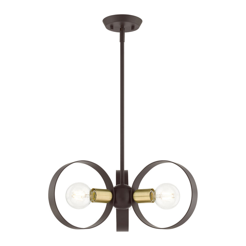 Livex Lighting 46423-07 Three Light Chandelier, Bronze w/ Satin Brasss