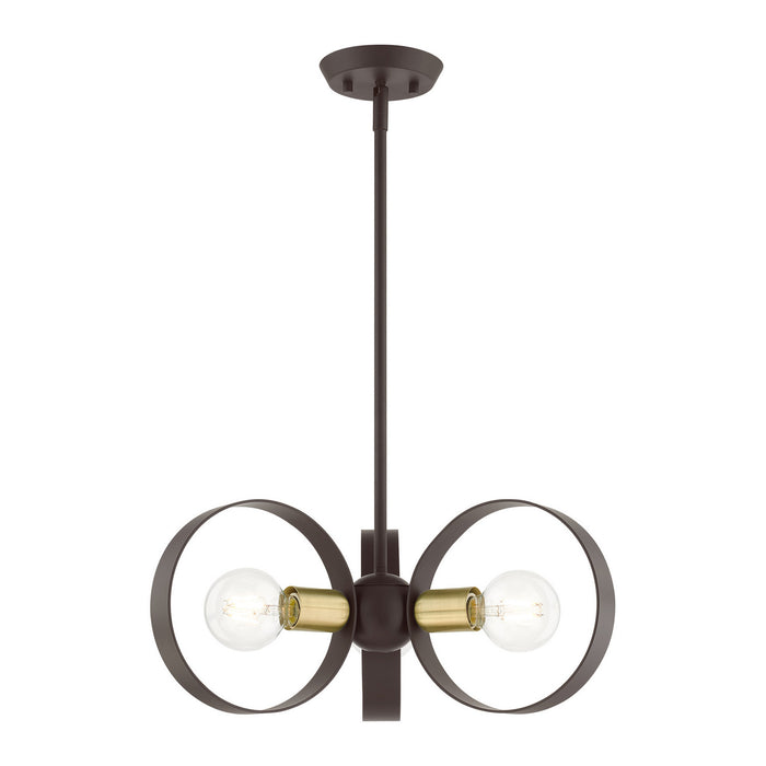 Livex Lighting 46423-07 Three Light Chandelier, Bronze w/ Satin Brasss