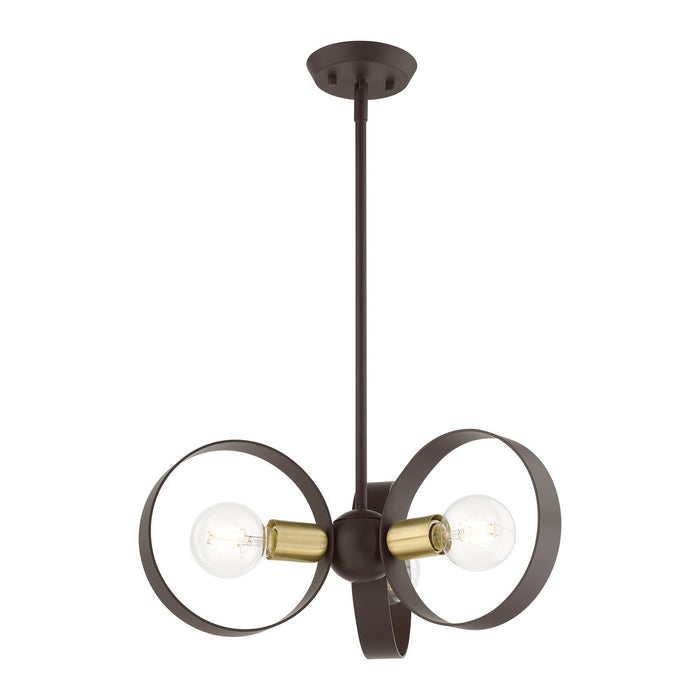 Livex Lighting 46423-07 Three Light Chandelier, Bronze w/ Satin Brasss