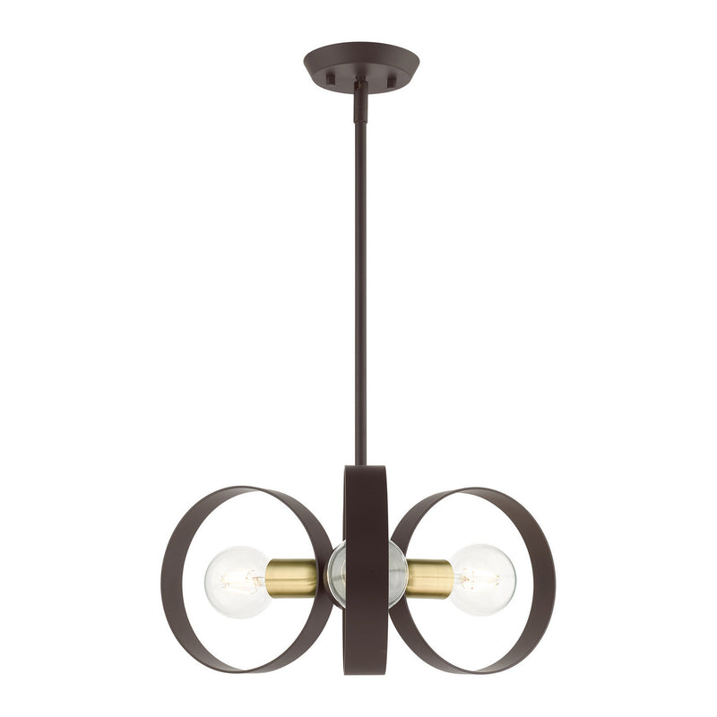 Livex Lighting 46423-07 Three Light Chandelier, Bronze w/ Satin Brasss