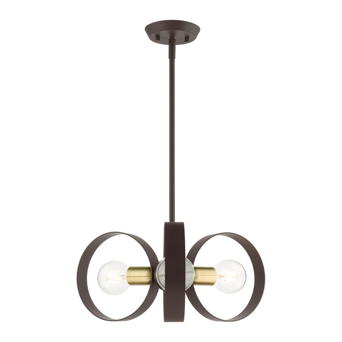 Livex Lighting 46423-07 Three Light Chandelier, Bronze w/ Satin Brasss