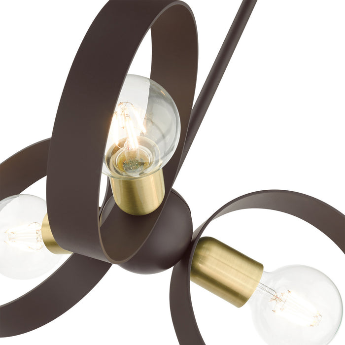 Livex Lighting 46423-07 Three Light Chandelier, Bronze w/ Satin Brasss