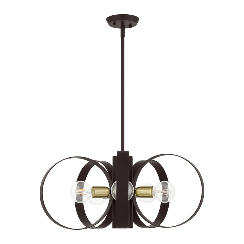 Livex Lighting 46425-07 Six Light Chandelier, Bronze w/ Satin Brasss
