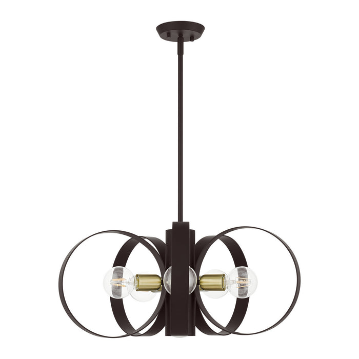 Livex Lighting 46425-07 Six Light Chandelier, Bronze w/ Satin Brasss